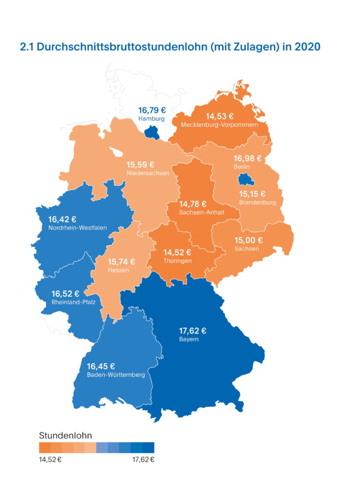 Deutschlandkarte Pflegelöhne
