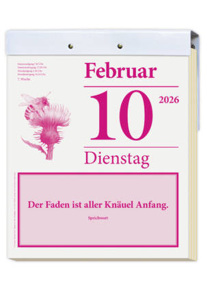 Kalender Orientierungshilfe 2026 komplett mit weißer Aufhängevorrichtung