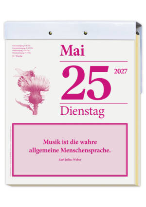 Kalender Orientierungshilfe 2027 komplett mit weißer Aufhängevorrichtung